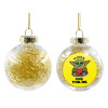 Transparent Christmas tree ball ornament with gold filling 8cm