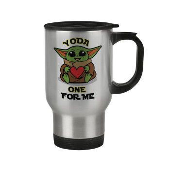 Yoda, one for me , Stainless steel travel mug with lid, double wall 450ml