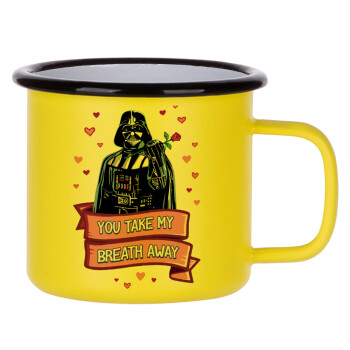 Darth Vader, you take my breath away, Metallic enamel MATT Yellow cup 360ml