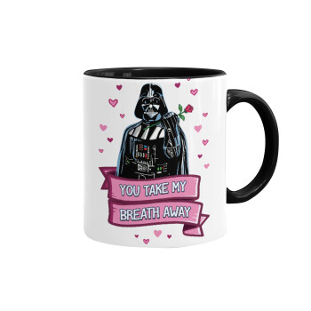 Darth Vader, you take my breath away, Mug colored black, ceramic, 330ml