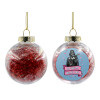 Transparent Christmas tree ball ornament with red filling 8cm