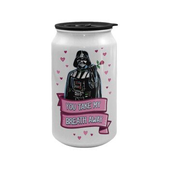 Darth Vader, you take my breath away, Κούπα ταξιδιού μεταλλική με καπάκι (tin-can) 500ml