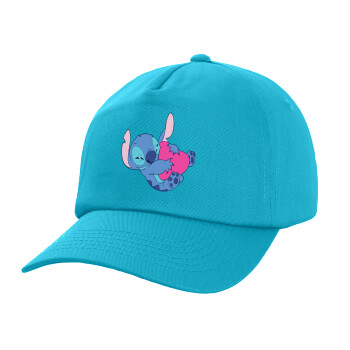 Lilo & Stitch hugs and hearts, Children's Baseball Cap, 100% Cotton Twill, Blue (COTTON, CHILDREN, UNISEX, ONE SIZE)