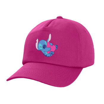 Lilo & Stitch hugs and hearts, Children's Baseball Cap, 100% Cotton Twill, Fuchsia (COTTON, CHILDREN'S, UNISEX, ONE SIZE)