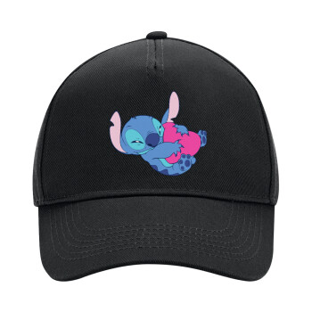 Lilo & Stitch hugs and hearts, Adult Ultimate Hat BLACK, (100% COTTON DRILL, ADULT, UNISEX, ONE SIZE)