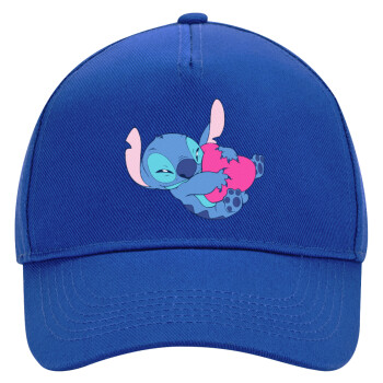 Lilo & Stitch hugs and hearts, Ultimate Adult Hat BLUE, (100% COTTON DRILL, ADULT, UNISEX, ONE SIZE)