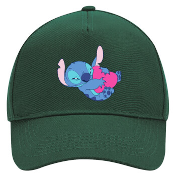 Lilo & Stitch hugs and hearts, Adult Ultimate Hat GREEN, (100% COTTON DRILL, ADULT, UNISEX, ONE SIZE)