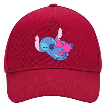 Lilo & Stitch hugs and hearts, Adult Ultimate Hat RED, (100% COTTON DRILL, ADULT, UNISEX, ONE SIZE)