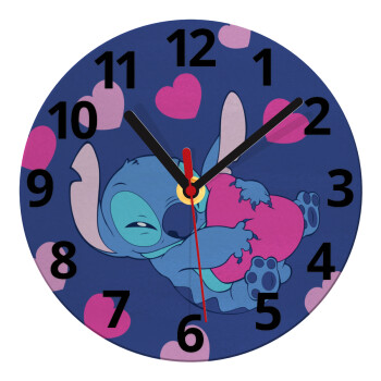Lilo & Stitch hugs and hearts, Ρολόι τοίχου γυάλινο (20cm)