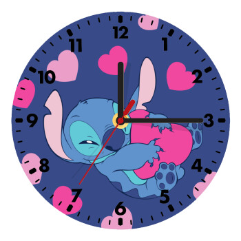 Lilo & Stitch hugs and hearts, Wooden wall clock (20cm)