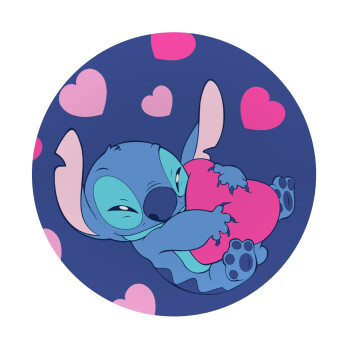 Lilo & Stitch hugs and hearts, Mousepad Round 20cm