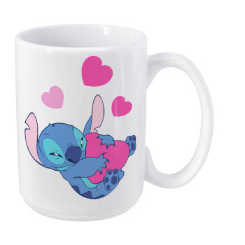 Lilo & Stitch hugs and hearts, Κούπα Mega, κεραμική, 450ml