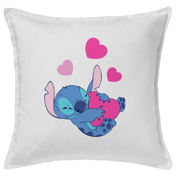 Lilo & Stitch hugs and hearts, Sofa cushion White 50x50cm includes filling