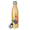 Glitter gold stainless steel thermos bottle, double-walled, 500ml