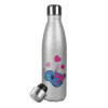 Metallic Glitter Silver Thermos Flask (Stainless steel), double-walled, 500ml