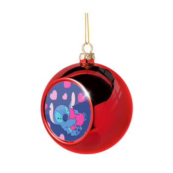 Lilo & Stitch hugs and hearts, Christmas tree ball Red 8cm