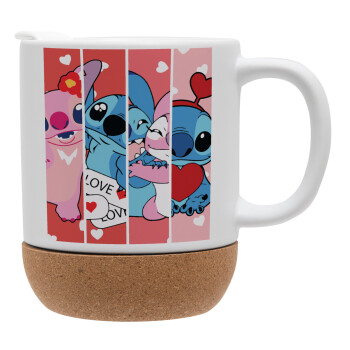 Lilo & Stitch Love, Ceramic coffee mug Cork (MAT), 330ml (1pcs)