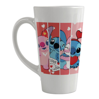 Lilo & Stitch Love, Κούπα κωνική Latte Μεγάλη, κεραμική, 450ml