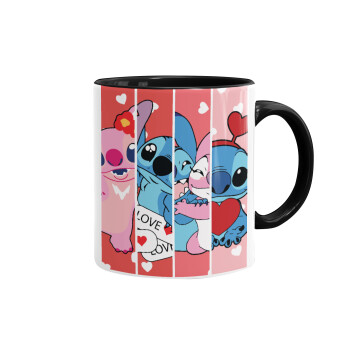Lilo & Stitch Love, Mug colored black, ceramic, 330ml