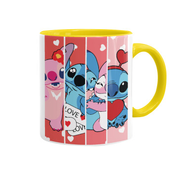 Lilo & Stitch Love, Mug colored yellow, ceramic, 330ml