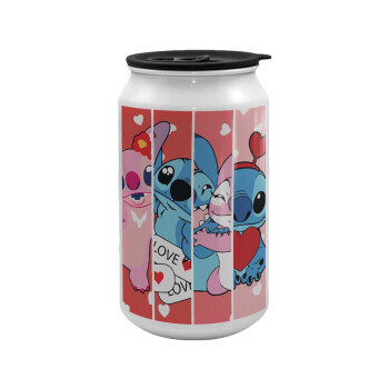 Lilo & Stitch Love, Κούπα ταξιδιού μεταλλική με καπάκι (tin-can) 500ml