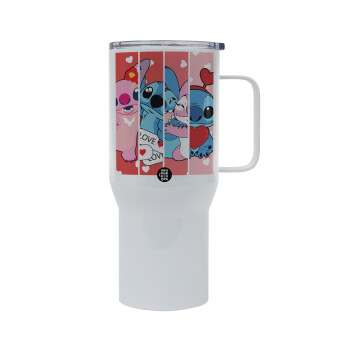 Lilo & Stitch Love, Mega Stainless steel Tumbler with lid, double wall 750L