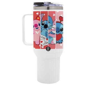 Lilo & Stitch Love, Mega Tumbler με καπάκι, διπλού τοιχώματος (θερμό) 1,2L