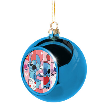 Lilo & Stitch Love, Χριστουγεννιάτικη μπάλα δένδρου Μπλε 8cm
