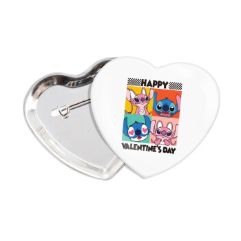Lilo & Stitch Happy valentines day, Κονκάρδα παραμάνα καρδιά (57x52mm)