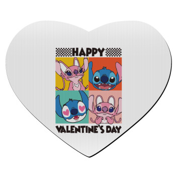 Lilo & Stitch Happy valentines day, Mousepad heart 23x20cm
