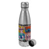 Metallic water bottle, stainless steel, 750ml