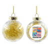 Transparent Christmas tree ball ornament with gold filling 8cm