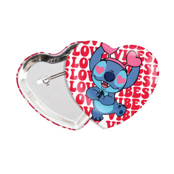 Lilo & Stitch Love vibes, Κονκάρδα παραμάνα καρδιά (57x52mm)