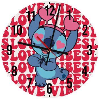 Lilo & Stitch Love vibes, Ρολόι τοίχου ξύλινο (30cm)