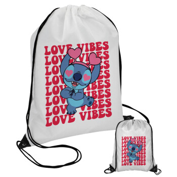 Lilo & Stitch Love vibes, Τσάντα πουγκί με μαύρα κορδόνια (1 τεμάχιο)