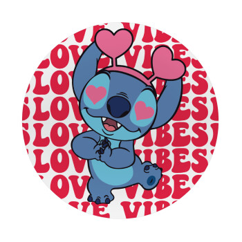 Lilo & Stitch Love vibes, Mousepad Round 20cm