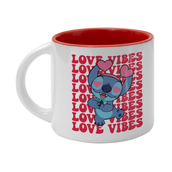 Lilo & Stitch Love vibes, Κούπα κεραμική 400ml Λευκή/Κόκκινη