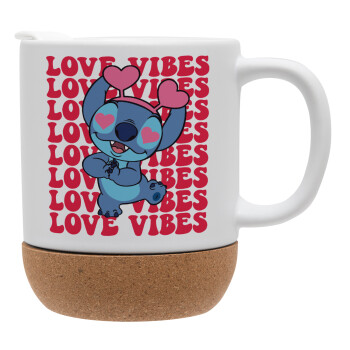 Lilo & Stitch Love vibes, Ceramic coffee mug Cork (MAT), 330ml (1pcs)