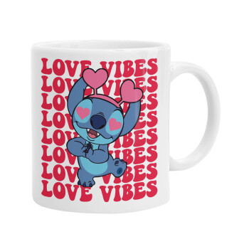 Lilo & Stitch Love vibes, Ceramic coffee mug, 330ml (1pcs)