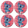 SET of 4 round wooden coasters (9cm)