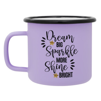 Dream big, Sparkle more, Shine bright, Κούπα Μεταλλική εμαγιέ ΜΑΤ Light Pastel Purple 360ml