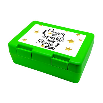 Dream big, Sparkle more, Shine bright, Children's cookie container GREEN 185x128x65mm (BPA free plastic)
