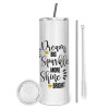 Eco friendly ποτήρι θερμό (tumbler) από ανοξείδωτο ατσάλι 600ml, με μεταλλικό καλαμάκι & βούρτσα καθαρισμού