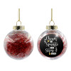 Transparent Christmas tree ball ornament with red filling 8cm