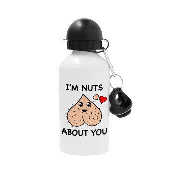 I'm Nuts About You, Metal water bottle, White, aluminum 500ml