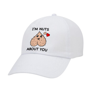 I'm Nuts About You, Καπέλο Ενηλίκων Baseball Λευκό 5-φύλλο (POLYESTER, ΕΝΗΛΙΚΩΝ, UNISEX, ONE SIZE)
