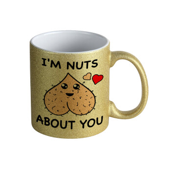 I'm Nuts About You, Κούπα Χρυσή Glitter που γυαλίζει, κεραμική, 330ml