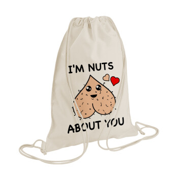 I'm Nuts About You, Τσάντα πλάτης πουγκί GYMBAG natural (28x40cm)