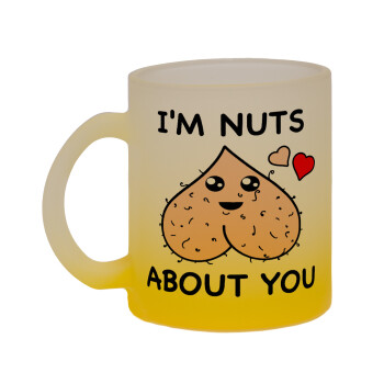 I'm Nuts About You, Κούπα γυάλινη δίχρωμη με βάση το κίτρινο ματ, 330ml
