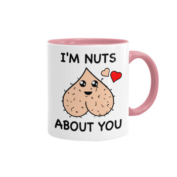 I'm Nuts About You, Κούπα χρωματιστή ροζ, κεραμική, 330ml